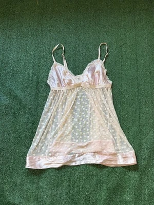 Gilligan & O’Malley White Pink Sheer Lingerie polka Dot Lace Size XL Babydoll - Image 1 of 4