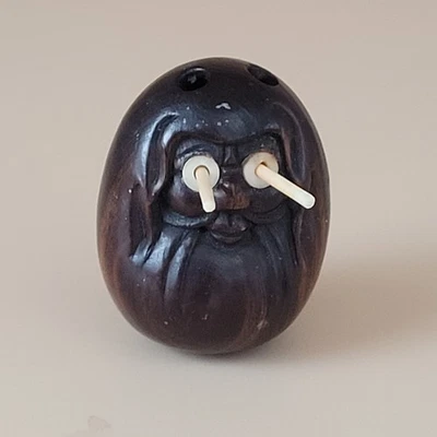 Japanese Antique Carved Wood Netsuki Daruma With Popping Eyes Taisho Era 1920s - Image 1 of 4