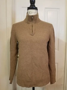 Banana Republic Sweater Medium Brown Pullover 1/4 Zip Collared Merino Wool - Picture 1 of 12