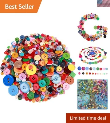 1500 pcs Assorted Round Resin Buttons for Crafts and DIY - Image 1 of 4