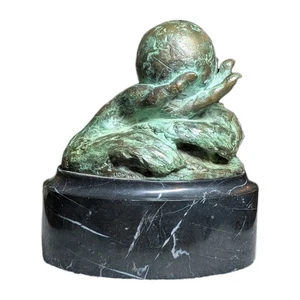 Vtg Bronze on Marble Base Sculpture by Mara Dominioni for Royal Caribbean - Picture 1 of 10