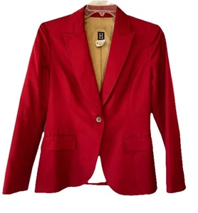 Tommy Hilfiger Jacket 100% Silk Red Women Sz 10 Front Pockets Top Stitches - Picture 1 of 14