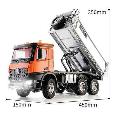 HUINA 1598 1/14 Dumper 6×6 Engineering Transport Vehicle RTR Tipper Sound Light - Image 1 of 4