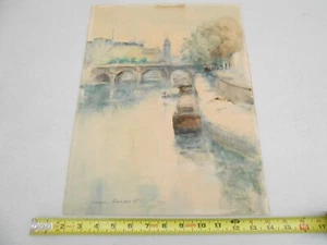 ORIGINAL SIGNED 1960'S WATERCOLOR PAINTING / LITHOGRAPH EUROPE FRENCH ART - Picture 1 of 8
