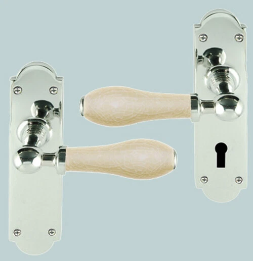 Maniglia Per Porta A Leva In Porcelain Con Backplate In Polished Chrome - Immagine 1 di 1