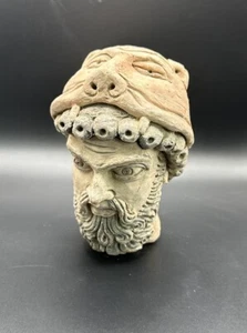 Antigua cabeza de alaxandro pintada de terracota griega alrededor del siglo I al II - Imagen 1 de 12