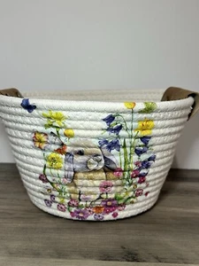 Custom Decorated Easter Bunny Rope Basket New - Picture 1 of 2