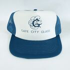 Vintage Gate City Glass Trucker Hat Snapback  Blue & White Adjustable Cap