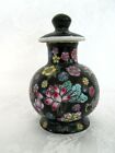Black Multi Color Floral Ceramic 2 Spout Cruet for Oil Salt or Vinegar