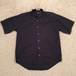 Allen Solly Shirt Mens Medium Solid Black Short Sleeve Button Up - Picture 1 of 9