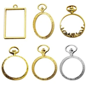 6x Handmade Pocket Watch Metal Frame Blank Bezel Setting for DIY Necklace - Afbeelding 1 van 8