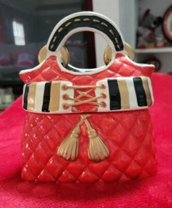 Cookie Jar David's Red Purse Ceramic - Picture 1 of 7