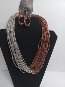 Collar y pendientes collar con cuentas de cobre "moda llamativa" joyería paparazzi - Imagen 1 de 5