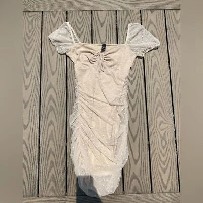 Windsor Mediano Crema Lunares Bodycon Mini Vestido Malla Foto 1 de 4