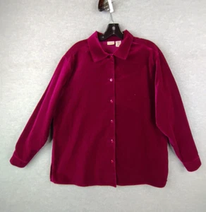 LL Bean Womens Shirt Extra Large Red Velvet Full Button Career Capsule Velour - Picture 1 of 12