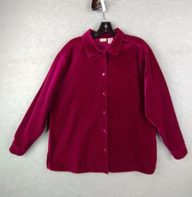 LL Bean Womens Shirt Extra Large Red Velvet Full Button Career Capsule Velour - Image 1 of 4