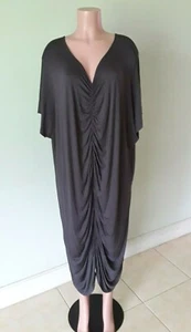 Women's Free Flowing Gray Ruching Dress (RUNS BIG) - Picture 1 of 7