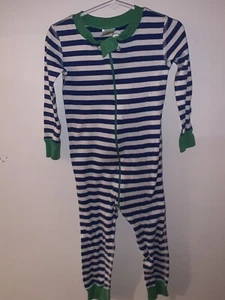 hanna andersson Striped Zip Up 100% Organic Cotton Pajamas Size 3 (90) 9-9 - Picture 1 of 5