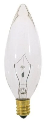 Satco S3390 120V E14 Euro Base 25-Watt B9.5 Light Bulb, Clear - Image 1 of 3
