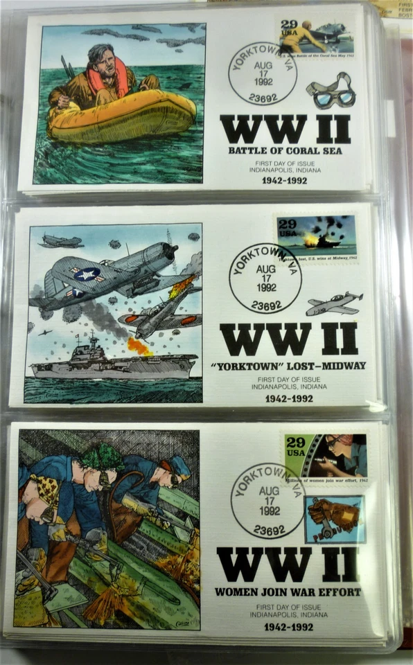 1992 WORLD WAR II - 20 Collins Hand Painted First Day Covers - Image 1 of 4