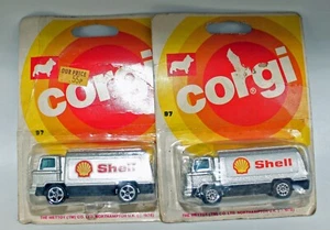 Corgi Juniors TWO  'SHELL'  Leyland Terrier Tanker Truck Vintage variations. - Picture 1 of 3