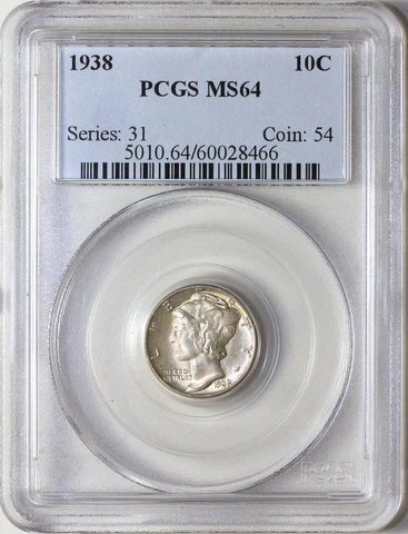 1938 P Mercury Dime PCGS MS64 Cover