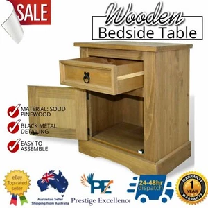 Wooden Bedside Table Side Storage Cabinet Nightstand Drawer Bedroom Tables Unit - Picture 1 of 5