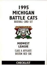 1995 Michigan Battle Cats Team Issue #NNO Cover Card CL - NM Baseball Card