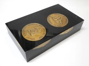1987 FIRST & OCEAN NATIONAL BANK PAPERWEIGHT Amesbury Ma Grand Opening Lucite - Picture 1 of 6