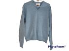 Vintage Jantzen V-Neck Sweater Long Sleeve Preppy Blue Tight Knit Pullover Xl