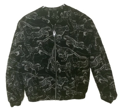 Винтажная женская куртка H&M на молнии стеганая леопардовый принт размер 2/маленький - Изображение 1 из 4