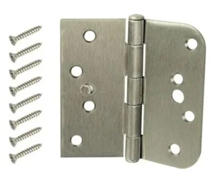 2 New Everbilt 4 inch Half Square 5/8" Radius Security Locking Door Hinge Nickel - Picture 1 of 2