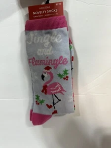 Girl’s Holiday Novelty Crew Flamingo Socks Size 9-11 (Shoe Size 4-10) NWT - Picture 1 of 3