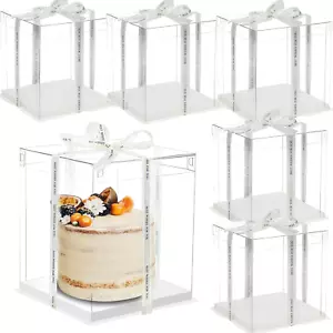 6 Pack Clear Cake Box Transparent Cake Box 2 Tiered Cake 8X8X9Inch Tall Cake - Picture 1 of 1