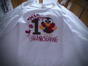 Adorable Shein My 1st Thanksgiving Romper White Size 90(2T) Long Sleeve - Picture 1 of 11