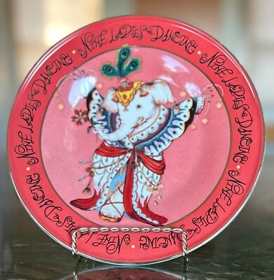 Anthropologie Phannapast Taychamaythakool 12 Days of Christmas Plate #9 Ladies - Image 1 of 3
