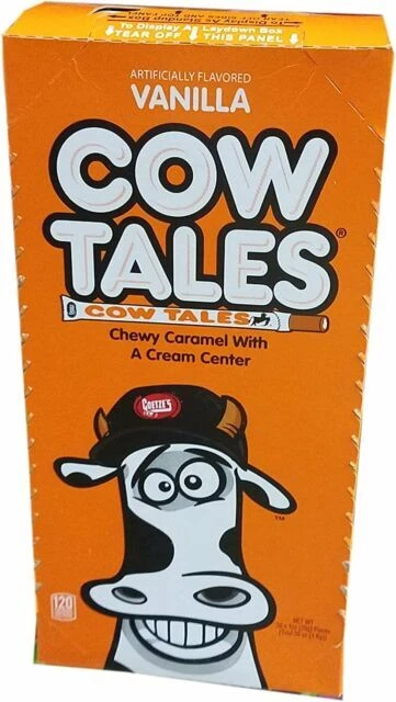 Goetze's Caramel Cow Tales Chewy Candy Snack Sticks, Vanilla - 36 x 1 oz