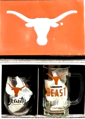 Juego de copa de vino y piedra de cerveza Texas Longhorns - NCAA Foto 1 de 3