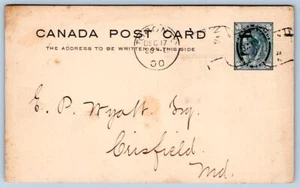 Tarjeta postal 1900 British America Assurance Co a E. P. Wyatt Crisfield MD - Imagen 1 de 2