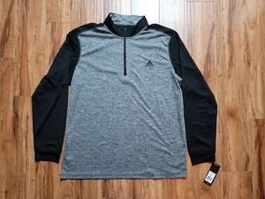 Adidas Double Pique Golf Men's Grey Black 1/4 Zip Pullover Size XL New Tags - Picture 1 of 5