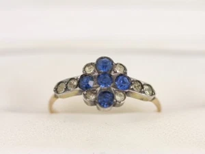 Sapphire Cluster Ring 9ct Gold Sterling Silver Ladies Size Q 375 2g Bt15 - Picture 1 of 4