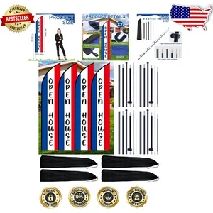 Banderas de plumas duraderas de 7 pies para casa abierta - Juego completo para marketing inmobiliario - Imagen 1 de 9