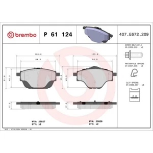 BREMBO P61124 Bremsbeläge Satz für Peugeot 3008 5008 II Citroën C4 Picasso 508 S - Picture 1 of 2