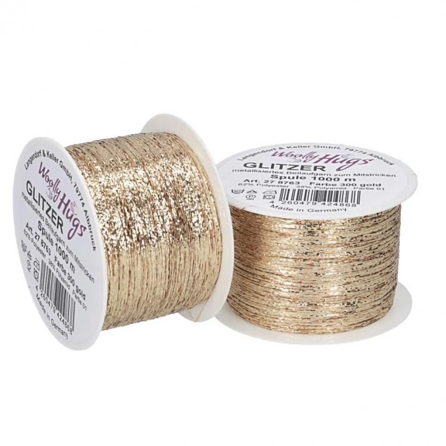 Woolly Hugs Glitzer Beilaufgarn 1000m gold, silber 3,69€/1000m - Bild 1 von 2