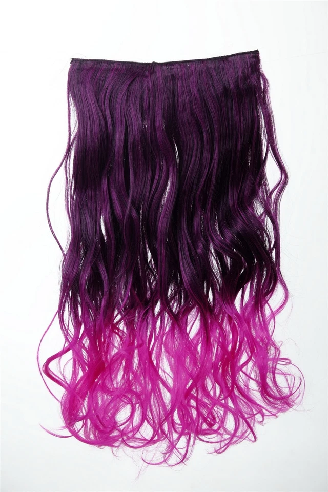 Extension Haarverlängerung Clip-In 5 Clip lockig zweifarbig Ombre Lila 50cm lang - Bild 1 von 1