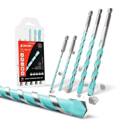 EZARC 5-teilig Bohrer Set Hartmetall Sechskantbohrer Mehrzweck Metall Stein Holz - Bild 1 von 4