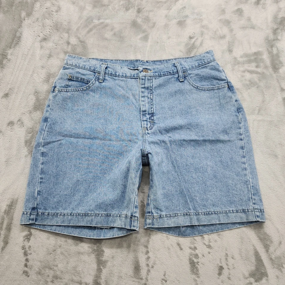 Vintage 90s Riders Short Womens 16 Blue Denim High Rise Light Wash Casual Preppy - Image 1 of 4