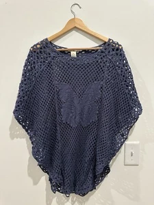 Suéter Indigo Thread Co Mujer XS Pequeño Crochet Azul Marino Mariposa Dobladillo Redondo - Imagen 1 de 4