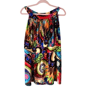 ASHLEY STEWART Brightly Colored Abstract Paisley Print Sleeveless Top 18-20 - Picture 1 of 4