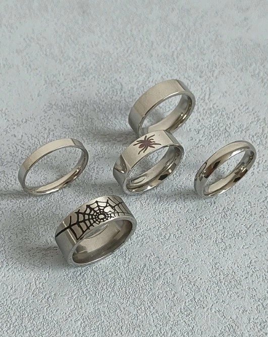 Set 5 pz/set anelli decorativi ragnatela in acciaio inox minimalista vintage - Immagine 1 di 1